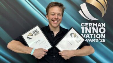 Georg Katzlinger-Söllradl (CEO und Co-Founder von Lumeso) freut sich über die Auszeichnung mit dem German Innovation Award in gleich zwei Kategorien: "Excellence in B2B" und "Transformative Solutions". © Lumeso FlexCo