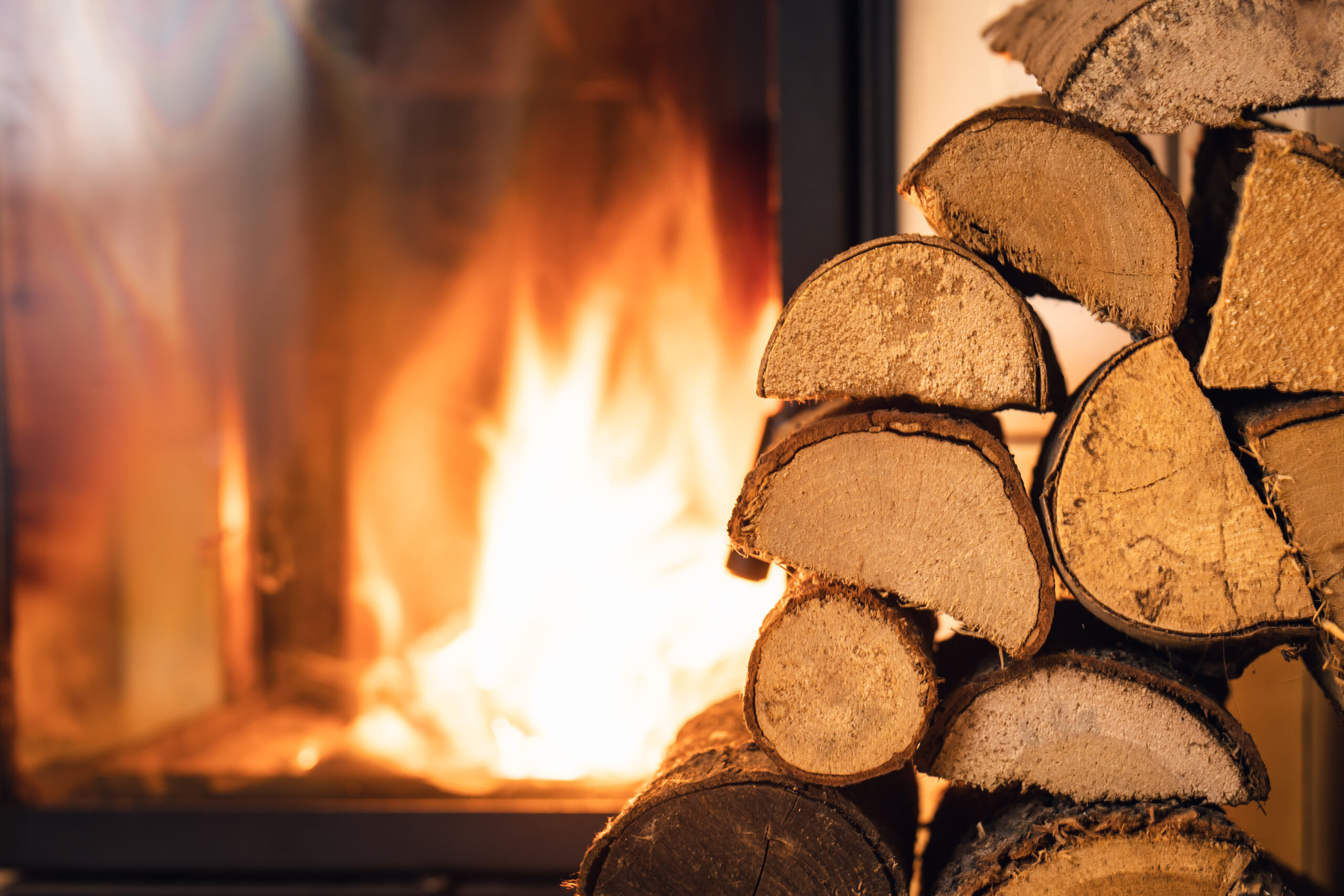 Holzscheite vor Ofen © Bastian Weltjen iStock Getty Images Plus