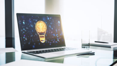Laptop mit Glühbirne als Symbol © Igor Kutyaev iStock Getty Images Plus