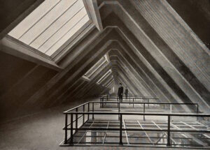 Unbekannt, Blick in das Dachgeschoß des Wiener Bankvereins im Rohbau, um1911, Privatsammlung, Foto: TimTom, Wien Museum