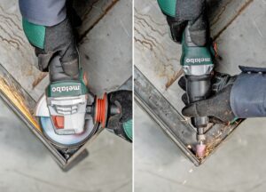 Wenn herkömmliche Maschinen und Hilfsmittel an ihre Grenzen stoßen, beginnt das Einsatzgebiet eines Geradschleifers. (C) Metabo