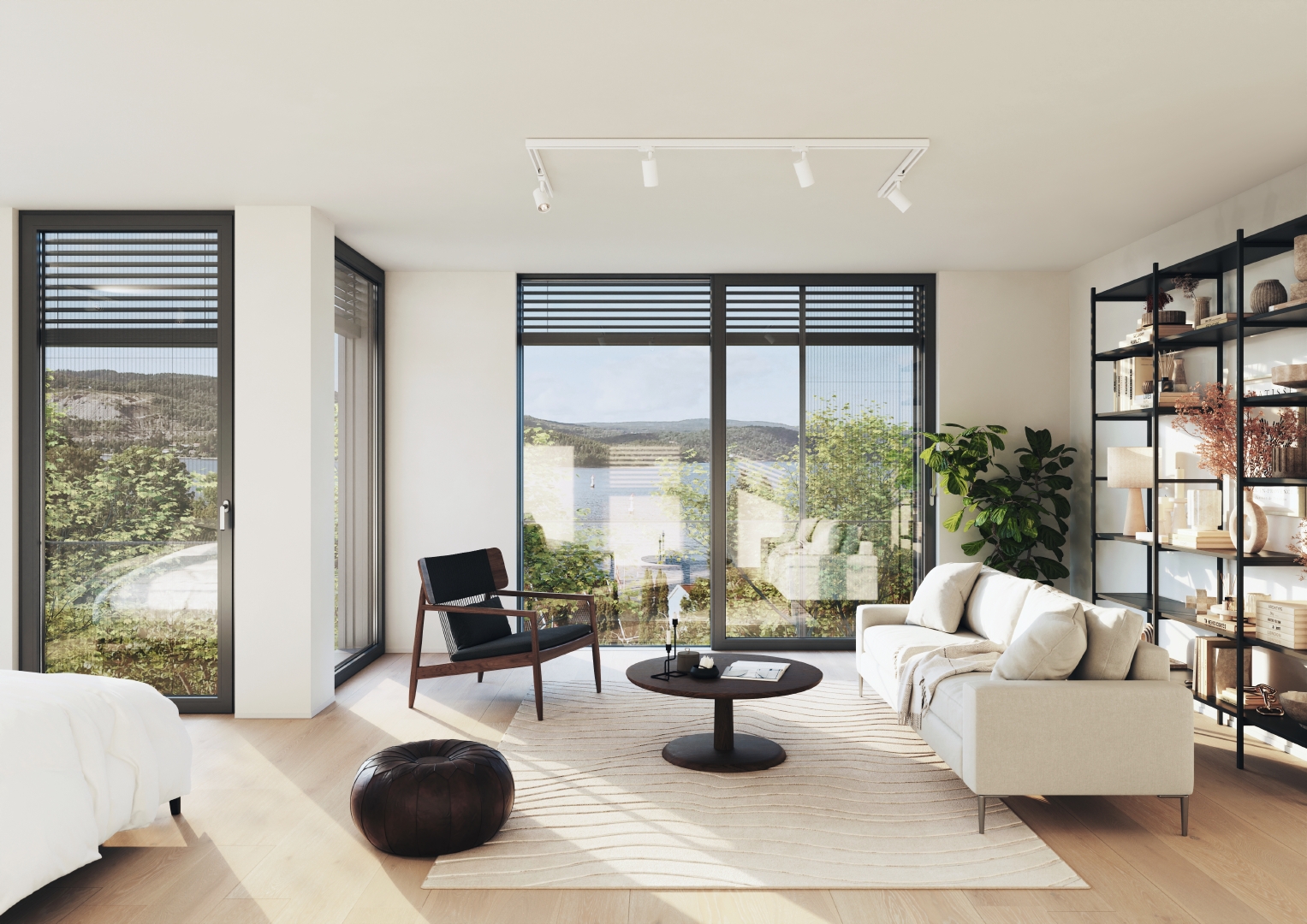 Mit Schüco Perfect sind Sonnenschutz, Insektenschutz, Designfensterbank oder Absturzsicherung gewerkeübergreifend in einem System vereint. © Schüco International KG 