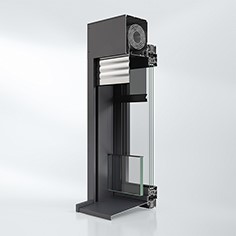 Querschnitt Schüco Perfect Modul mit Designfensterbank, Absturzsicherung, Insektenschutz und Sonnenschutz. © Schüco International KG