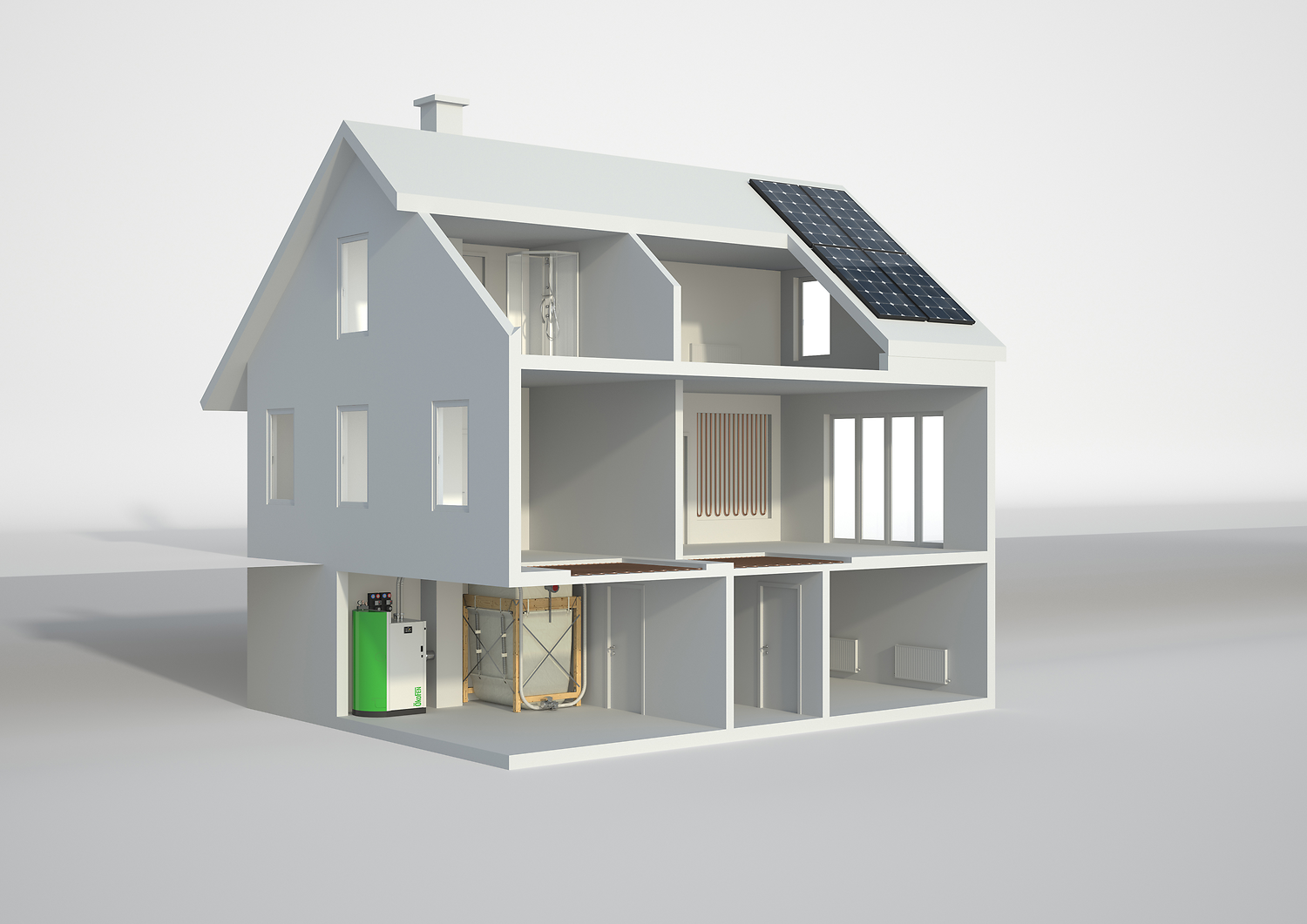 Gesamtsystem für die Hausenergie. Copyright: Ökofen