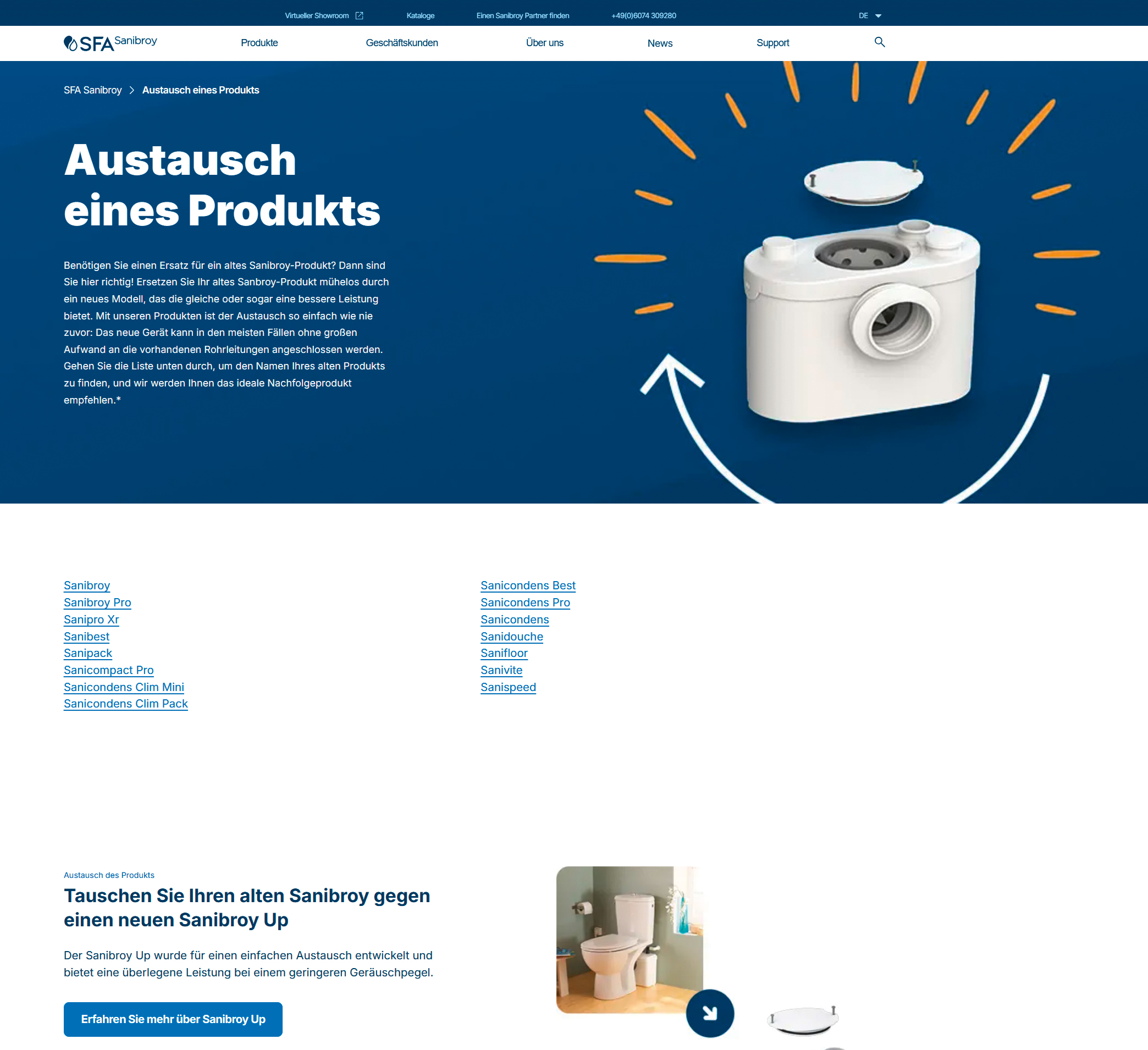 Neue Website von SFA Sanibroy. Copyright: SFA Österreich GmbH