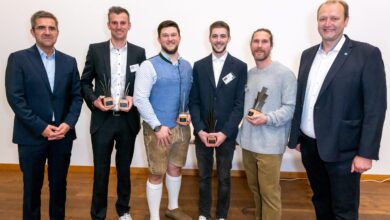 Die heurigen LignoramAwards für die besten Tischlermeisterstücke des Landes sind vergeben: Christian Zahn (Leitz), Gerold Hatzmann, Robert Hofer, Robert-Vrhovac, Nico Seider, Engelbert Tiefenthaler (Leitz) v.l. © Rudi Aigner