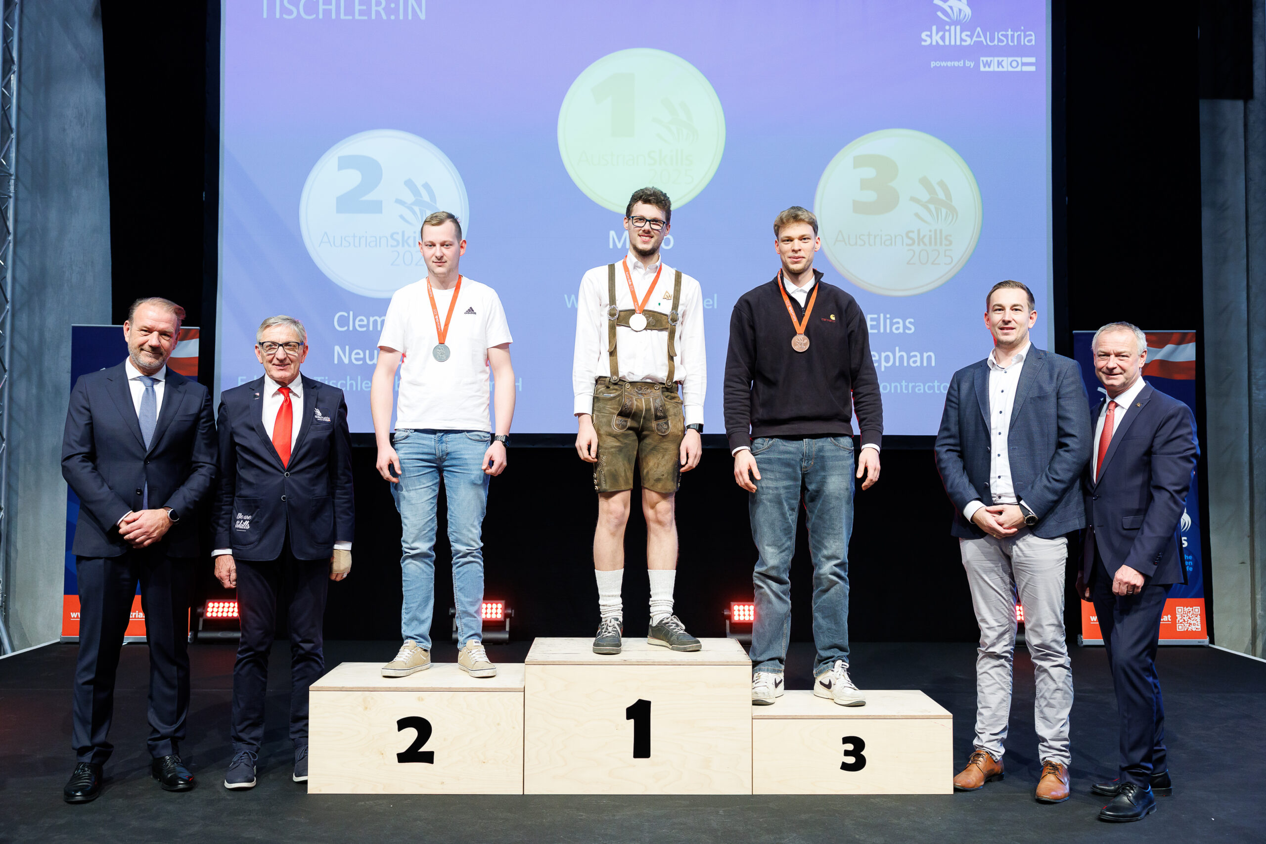 Austrian Skills 2025: Platz eins für Mario Flicker, Platz zwei für Clemens Neuhold, Dritter wurde Elias Stephan. © Skills Austria