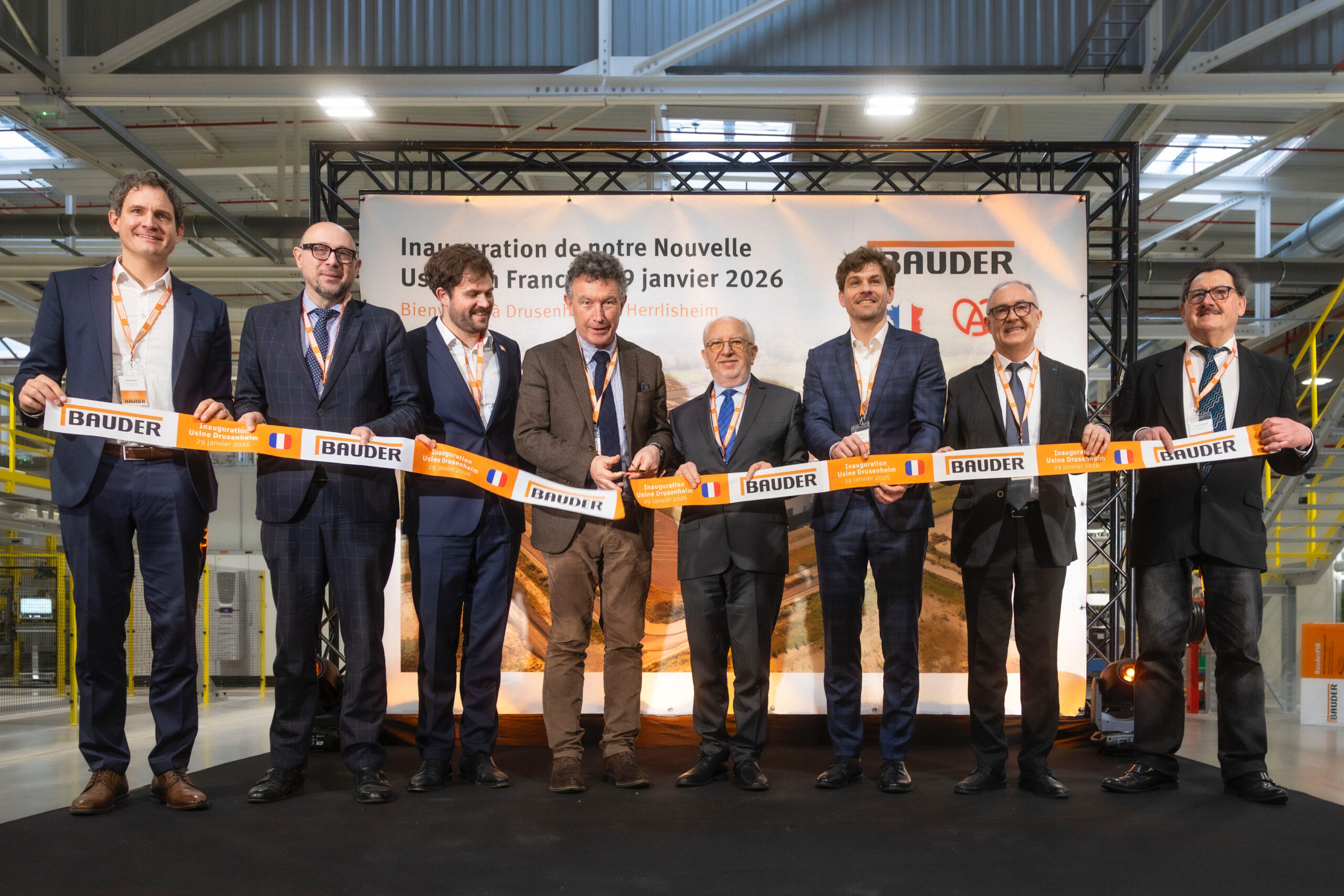 Mit einem feierlichen Festakt hat Bauder am 29. Jänner 2026 sein neues Werk im elsässischen Drusenheim (F) eröffnet. © Paul Bauder GmbH & Co. KG / Johan Schwarzkopf
