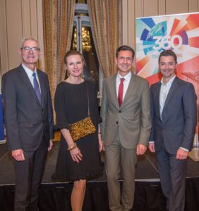 CEO Peter Giffinger, Business Managerin Monika Döll, beide Saint-Gobain Austria, Jochen Pfau (TH Rosenheim), Michael Allesch, Geschäftsführer Marketing & Vertrieb Saint-Gobain Austria © Michael Hetzmannseder