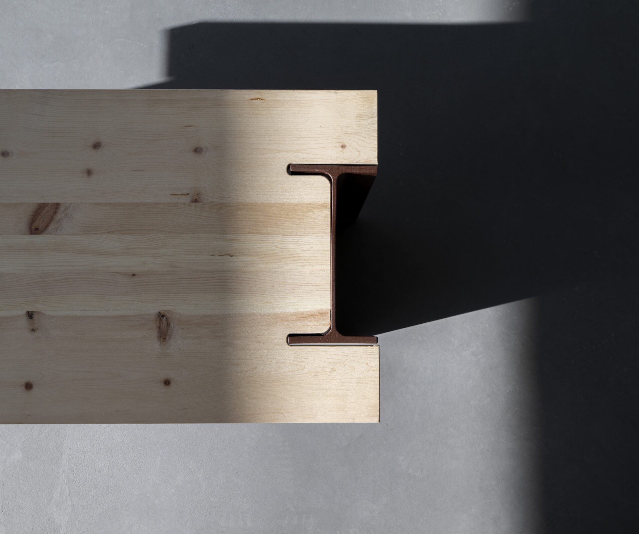 DETAIL OF BENCH, PLASMA STUDIO, ARCHITECT ULLA HELL, SEXTEN, SOUTH TYROL, ITALY 