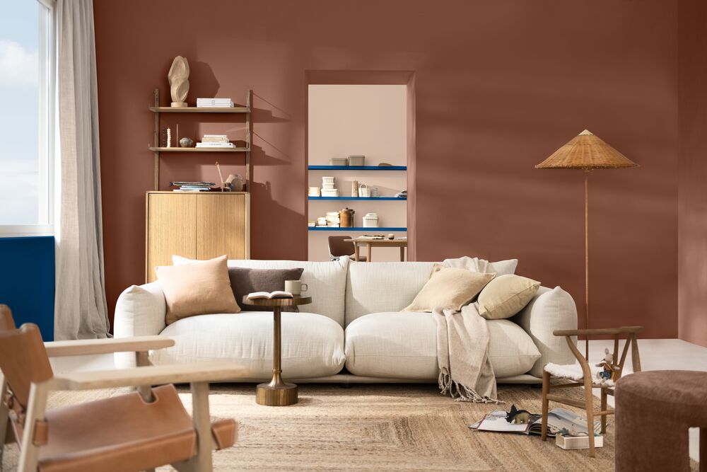 Warme Terracotta-, Lehm- und Ziegeltöne schaffen Nähe und Authentizität. In Kombination mit ausgleichenden Blautönen entstehen harmonische, zeitgemäße Raumkonzepte – ideal für Hotels und Restaurants, in denen Atmosphäre und Verbindung im Mittelpunkt stehen.