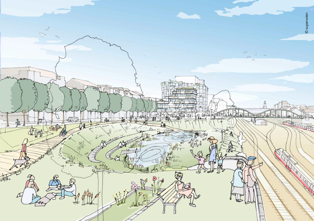 Visualisierung: Neuer Landschaftspark am Westbahnhof