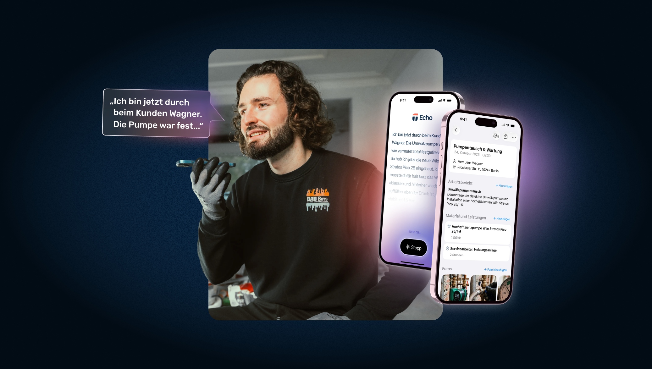 Tooltime Echo erstellt Arbeitsberichte aus Sprache und Fotos