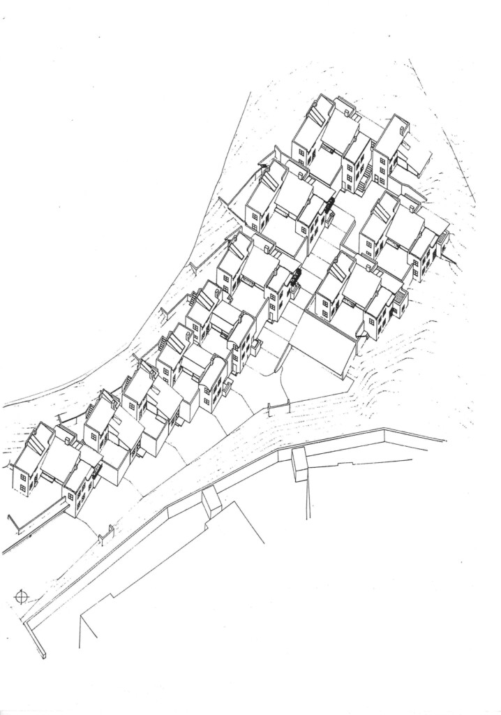 Axonometrie der Siedlung Pumpligahn, Innsbruck, 1980 – 1995 © Norbert Fritz