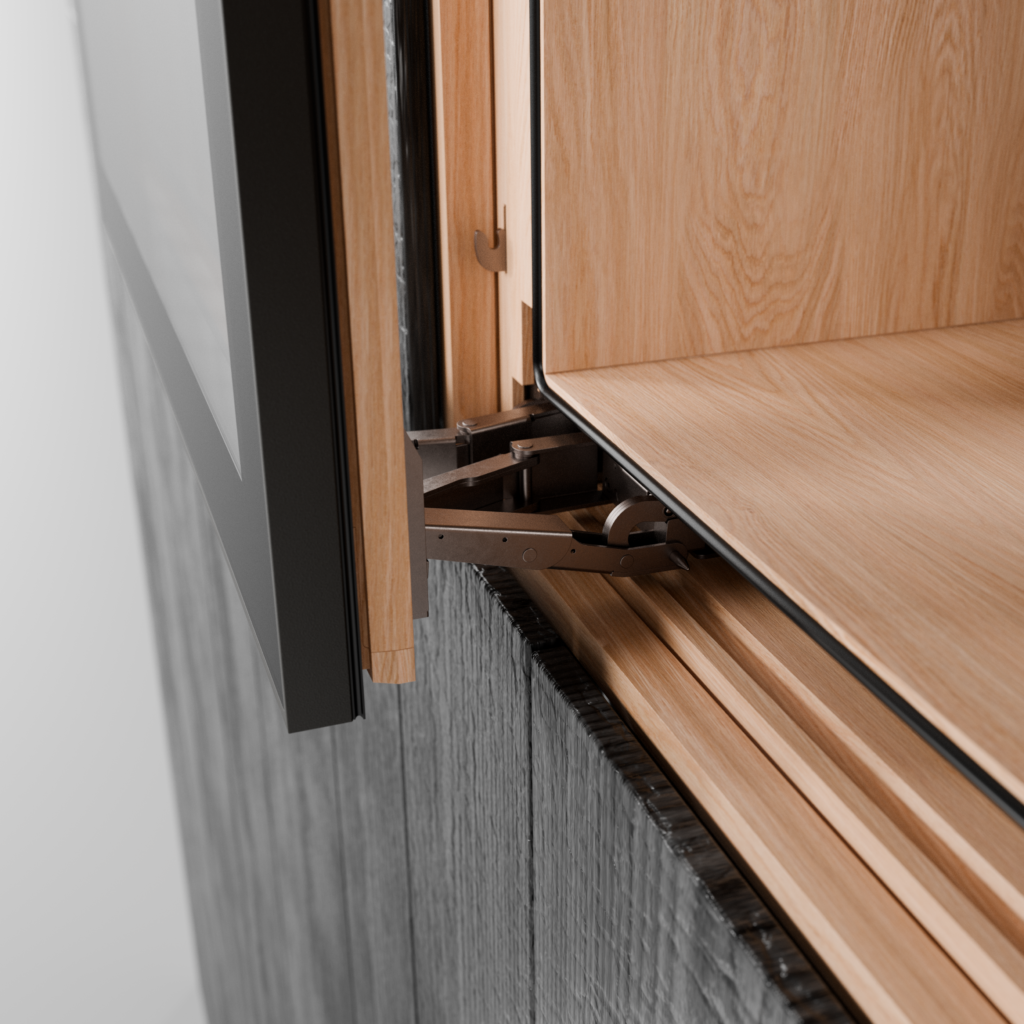 Detailaufnahme des Fenster-Mechanismus.